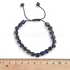 Bracciali regolabili con perline intrecciate in lapislazzuli naturale ed ematite sintetica non magnetica&nbsp;BJEW-Z090-01F