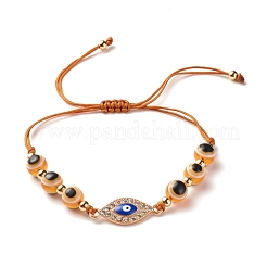 Braccialetto rotondo di perline intrecciate in resina malocchio&nbsp;BJEW-JB07365