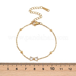 304 Edelstahl Pavé-Armbänder mit klaren Zirkonia-Schleifen für Damen&nbsp;BJEW-G759-10G