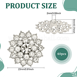 40 Stück Legierungs-Strass-Ösenknöpfe&nbsp;BUTT-ME0001-28S