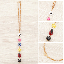 3 pz. malocchio in plastica con decorazioni pendenti in ferro&nbsp;HJEW-CN0001-26