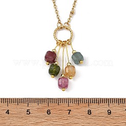 Colliers pour femmes avec pendentif à pampille en tourmaline naturelle multicolore facettée en forme de cube&nbsp;NJEW-JN06234