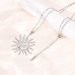 Colliers à pendentif soleil en acier inoxydable 304 avec chaîne câble pour hommes et femmes&nbsp;NJEW-K308-04C-P
