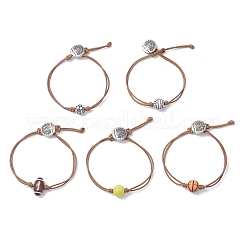 Pulsera unisex ajustable de cuentas acrílicas trenzadas con temática deportiva (5 unidad).&nbsp;BJEW-TA00703