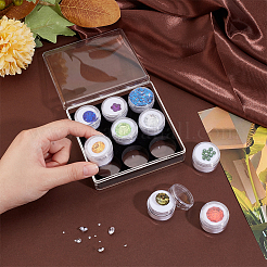 9 fentes mini pots de perles ronds en plastique pour bijoux avec dessus à vis avec velours à l'intérieur&nbsp;AJEW-WH0472-42A
