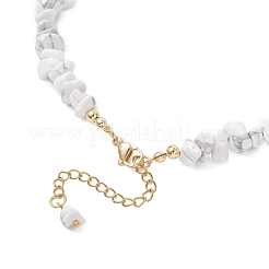 Colliers de perles rondes blanches en coquillage et de perles synthétiques en howlite&nbsp;NJEW-JN05740-01