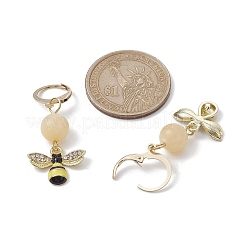 4 Paar 4 Stile Bienen- und Blumenlegierungs-Emaille-Ohrhänger für Damen&nbsp;EJEW-JE05594