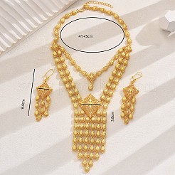 Set di collane e orecchini vintage di lusso in lega con nappe a rombo per feste da donna e matrimoni&nbsp;TD7149