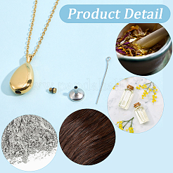 Colliers pendentifs pour cendres funéraires en acier inoxydable 201 en forme de larme&nbsp;DIY-CN0003-40G