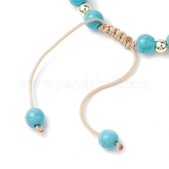 Verstellbare geflochtene Perlenarmbänder aus gefärbtem synthetischem Türkis und Muschelperlen&nbsp;BJEW-JB10513-02