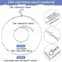 304 Edelstahl Büroklammer Ketten Halsketten & Armband Schmuck-Sets&nbsp;SJEW-SC0001-07P