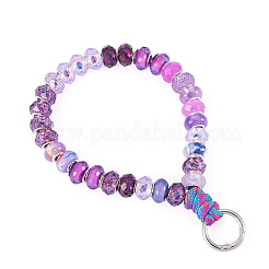 Perle rondelle en résine avec cordon en polyester et élasthanne&nbsp;HJEW-TADJ0013