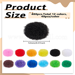 480 Stück 12 Farben DIY Puppe Handwerk Pom Pom Garn Pom Pom Bälle&nbsp;DIY-LP0005-43