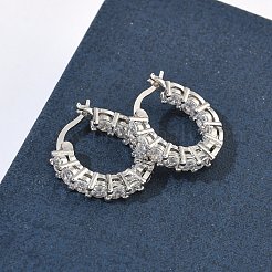 Orecchini a cerchio in ottone con zirconi cubici chiari micro pavè&nbsp;EJEW-C181-02P