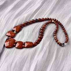 Colliers de perles graduées à facettes en jaspe rouge naturel pour femmes&nbsp;NJEW-B128-01O