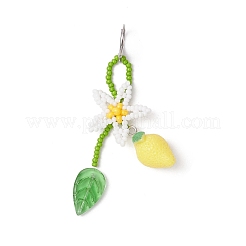 Segnapunti con perline di vetro e resina di fiori di limone&nbsp;HJEW-MZ00281