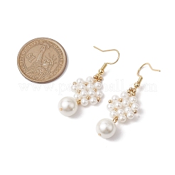 Muschelperle mit Messing-Ohrhängern für Damen&nbsp;EJEW-TA00557