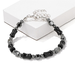 Bracelets extensibles réglables en perles d'hématite synthétiques non magnétiques&nbsp;PW-WG03C29-01