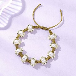 Braccialetti di perline intrecciate in perle sintetiche non magnetiche in ematite sintetica e placcata in plastica per donna&nbsp;BJEW-JB12918