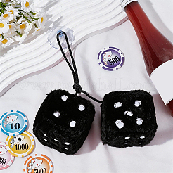 Colgantes de tela de peluche con forma de dados&nbsp;HJEW-SP0001-84C
