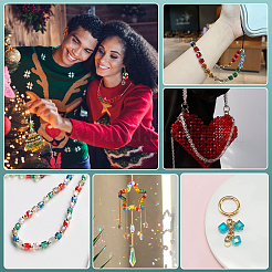 300 Stück transparente Glasperlen in 6 Farben mit Weihnachtsmotiven&nbsp;GLAA-PH0003-53