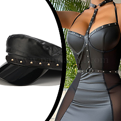 Clous ronds en laiton de 9 mètre avec garnitures en cuir PU noir&nbsp;FIND-AR0004-68