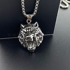 Wolf Anhänger Punk Vintage 304 Edelstahl Halskette Schmuck Zubehör&nbsp;UI3792