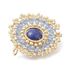 Pendentifs ronds plats en lapis-lazuli naturel&nbsp;PALLOY-MZ00135-02