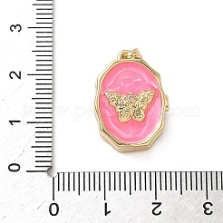 Oval mit Schmetterlings-Medaillonanhängern aus Messing und Emaille&nbsp;KK-P334-18G-01