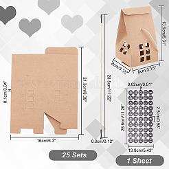 25 ensemble de boîtes cadeaux de Noël rectangulaires pliables et créatives en papier avec fenêtre et 1 étiquettes autocollantes numérotées en papier à pois&nbsp;CON-PH0002-85A