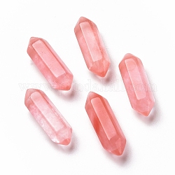 Wassermelone Stein Glasperlen, kein Loch, facettiert, doppelter Endpunkt, neon rosa , 22~23x6x6 mm