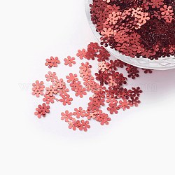 Ornement accessoires plastique paillette / paillettes perles, fleur, rouge indien, 5.5~6x0.1mm, Trou: 0.8mm