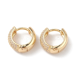 Orecchini a cerchio con zirconi, gioielli in vero ottone placcato oro 16k per le donne, chiaro, 14.5x6mm, ago :1mm