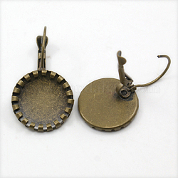 Brass Leverback Earring Findings, for Earring Design, Nickel Free, Antique Bronze, 31x18x2mm, Pin: 1mm, Tray: 15mm