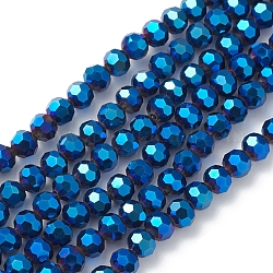 Galvanisieren Glasperlen, facettiert, Rondell, Blau, 5x6 mm, Bohrung: 1.2 mm, ca. 95 Stk. / Strang, 20.87'' (53 cm)