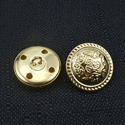 Латунные кнопки хвостовика, плоские круглые с цветочным узором, золотые, 15 мм