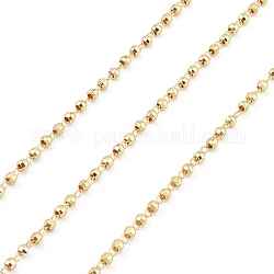 Brass Ball Chains, Unwelded, with Spool, Round, Real 18K Gold Plated, 2x1.5mm