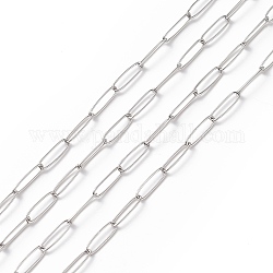 304 Stainless Steel Paperclip Chains, Soldered, with Spool, Stainless Steel Color, 10x2.5x0.5mm, about 65.61 Feet(20m)/roll