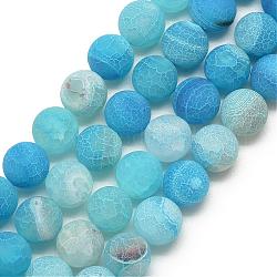 Fili di perline in agata naturale, smerigliato, tinto, tondo, cielo blu profondo, 10~10.5mm, Foro: 1.5 mm, circa 37pcs/filo, 14.6 pollice