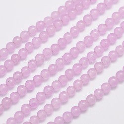 Chapelets de perles en jade de malaisie naturelle et teinte, ronde, Prune, 4mm, Trou: 0.8mm, Environ 92 pcs/chapelet, 15 pouce