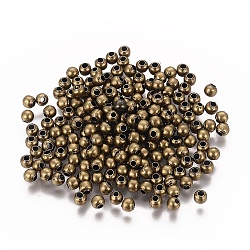 Brass Spacer Beads, Seamless, Round, Antique Bronze, 3mm, Hole: 1~1.2mm