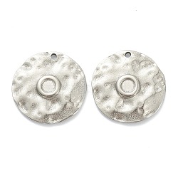304 Stainless Steel Pendant Cabochon Settings, Flat Round, Stainless Steel Color, Tray: 3mm, 19.5x2mm, Hole: 1.2mm