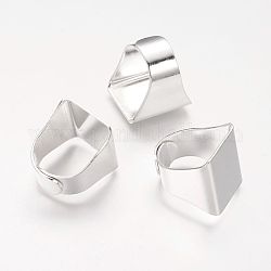 Vástagos de anillo de latón, fornituras base de anillo almohadilla, para la fabricación de la joya, ajustable, cuadrado, color plateado, Bandeja: 18.5x20 mm, diámetro interior: 17x19 mm