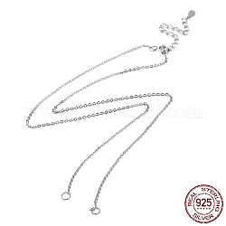 Piezas de collar de cadenas tipo cable de plata de ley 925 chapadas en rodio, para hacer collares con nombres, con cierres de anillo de resorte, Platino real plateado, 16 pulgada (40.7 cm)