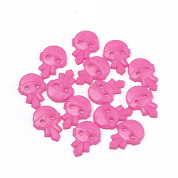 2-Loch-Acryl-Tasten, Mädchen, neon rosa , 18x13x2.5 mm, Bohrung: 1.5~2 mm