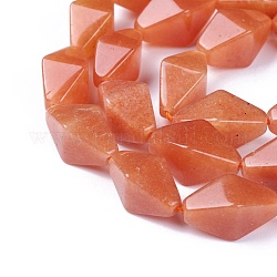 Chapelets de perles en aventurine rouge naturelle, facette, Toupie, 14~16x8~8.5x8~8.5mm, Trou: 1mm, Environ 26 pcs/chapelet, 15.7 pouce (40 cm)