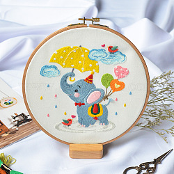 Набор для вышивки декоративного оформления дисплея своими руками, включая иглы для вышивания и нитки, хлопковая фабрика, рисунок слона, 168x154 мм