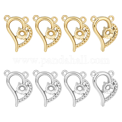 Unicraftale 8Pcs 2 Colors 304 Stainless Steel Pendant Rhinestone Settings, Heart, Real Gold Plated & Stainless Steel Color, 18x14x3.5mm, Hole: 1.2mm, Fit for 3mm Rhinestone, 4Pcs/color