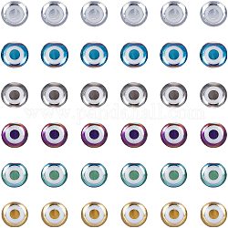 Perles en verre, rond avec motif de mauvais œil, couleur mixte, 8x7.5mm, Trou: 1.2mm, 6 couleurs, 22 pcs / couleur, 132 pcs / boîte