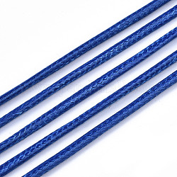 Cordons de polyester ciré, pour la fabrication de bijoux, bleu, 2mm, environ 10 m / bibone 